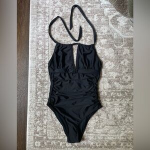 Black Halter Neck One-Piece Swimsuit
